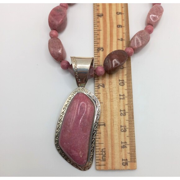 Jay King DTR Sterling Silver Purple Rhodonite Beads Necklace Large Pendant - Picture 10 of 10